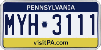 PA license plate MYH3111