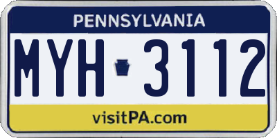 PA license plate MYH3112