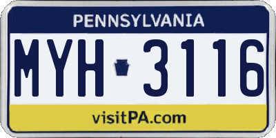 PA license plate MYH3116