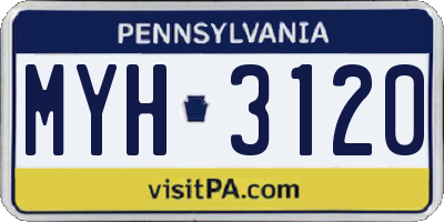 PA license plate MYH3120