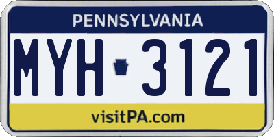 PA license plate MYH3121