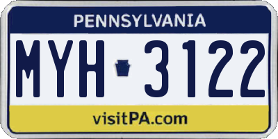 PA license plate MYH3122