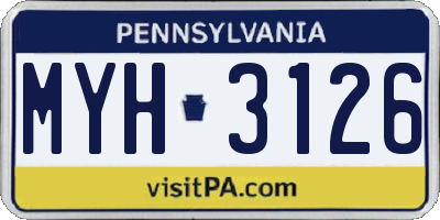 PA license plate MYH3126