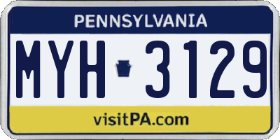 PA license plate MYH3129