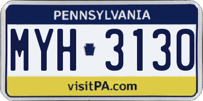 PA license plate MYH3130