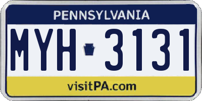 PA license plate MYH3131