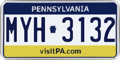 PA license plate MYH3132