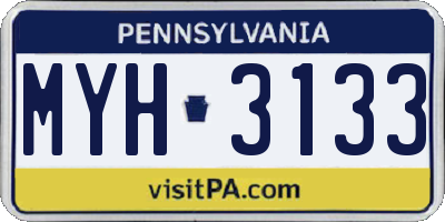 PA license plate MYH3133