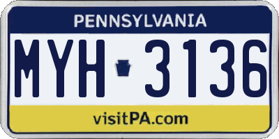 PA license plate MYH3136
