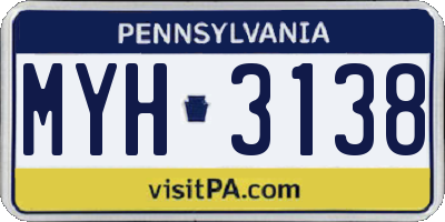 PA license plate MYH3138