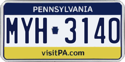 PA license plate MYH3140