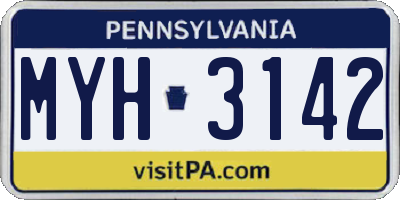 PA license plate MYH3142
