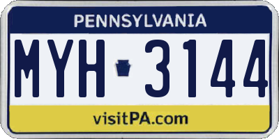 PA license plate MYH3144