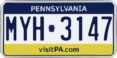 PA license plate MYH3147