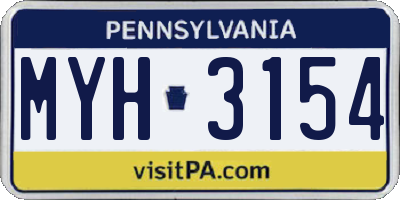 PA license plate MYH3154