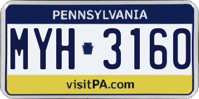 PA license plate MYH3160