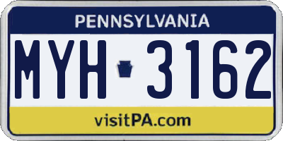PA license plate MYH3162