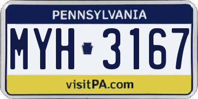 PA license plate MYH3167