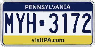 PA license plate MYH3172