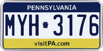 PA license plate MYH3176