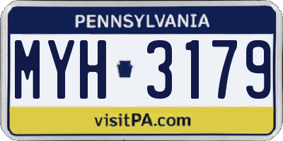 PA license plate MYH3179