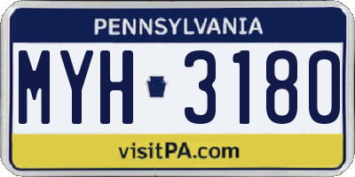 PA license plate MYH3180