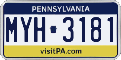 PA license plate MYH3181
