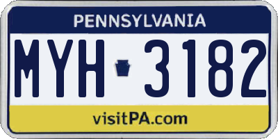 PA license plate MYH3182