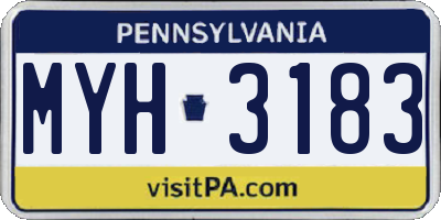 PA license plate MYH3183