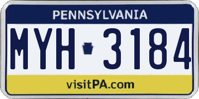 PA license plate MYH3184