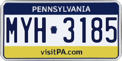 PA license plate MYH3185