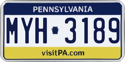 PA license plate MYH3189