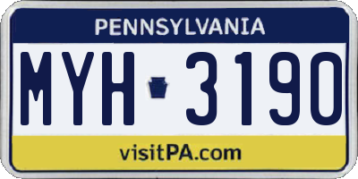 PA license plate MYH3190