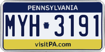 PA license plate MYH3191
