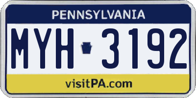 PA license plate MYH3192