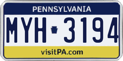 PA license plate MYH3194