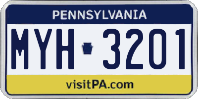 PA license plate MYH3201