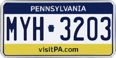 PA license plate MYH3203
