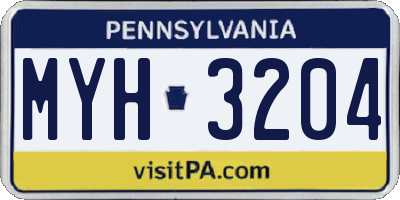 PA license plate MYH3204