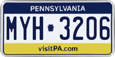 PA license plate MYH3206