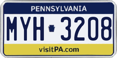 PA license plate MYH3208