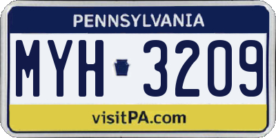PA license plate MYH3209