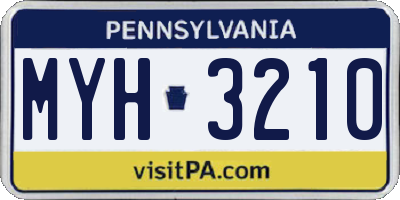 PA license plate MYH3210