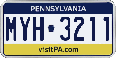PA license plate MYH3211