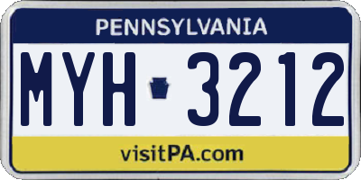 PA license plate MYH3212