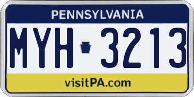 PA license plate MYH3213