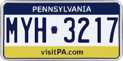 PA license plate MYH3217