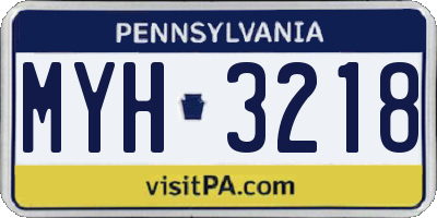 PA license plate MYH3218