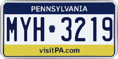 PA license plate MYH3219