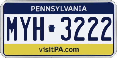 PA license plate MYH3222